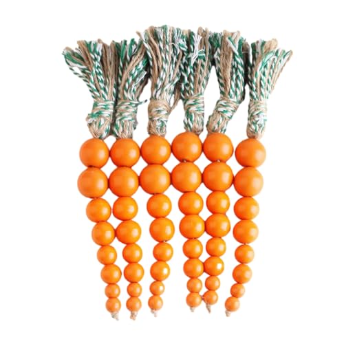 ZWTPGKRD 5 Stück hängende Holzperlen Karotten Ostern Baumschmuck Korbfüller Bauernhaus Frühling Tablett Füllstoffe Haus und Garten Dekor von ZWTPGKRD