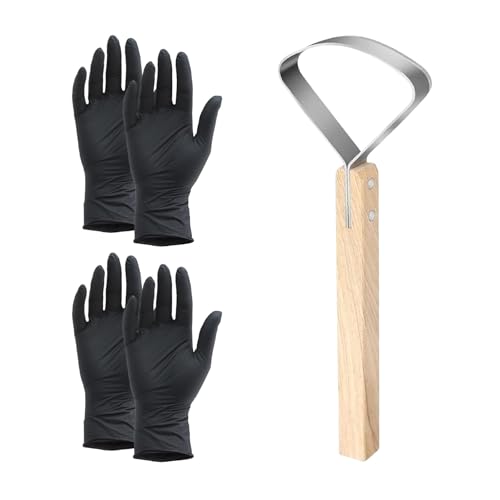 ZWTPGKRD Fleischwerkzeug mit Holzgriff, Leder, mit Handschuh, Edelstahlschaber, Schneiden für Handwerk, langer Griff ZWTPGKRD Fleischwerkzeug mit Holzgriff, Leder, mit Handschuh, Edelstahlschaber, Schneiden für Handwerk, langer Griff von ZWTPGKRD