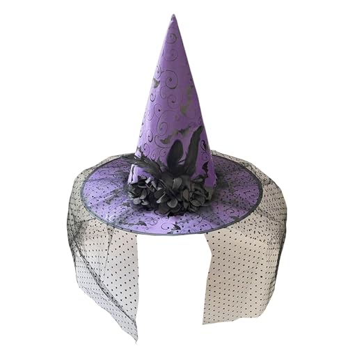 ZWTPGKRD Halloween Party Hut Hexe mit aufwändiger Designanpassung für Cosplays Feier Gothic Hexe von ZWTPGKRD