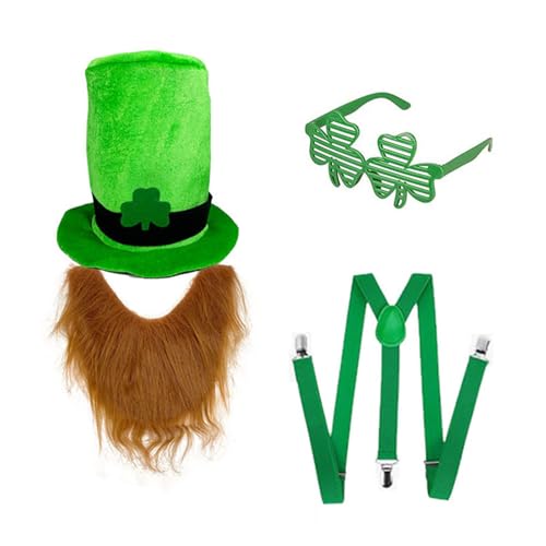 ZWTPGKRD Irish Green Hut und Bart Set mit Gürtel und Brille Kostüm Zubehör für Festival Feier und Paraden ZWTPGKRD Irish Green Hut und Bart Set mit Gürtel und Brille Kostüm Zubehör für Festival Feier und Paraden von ZWTPGKRD
