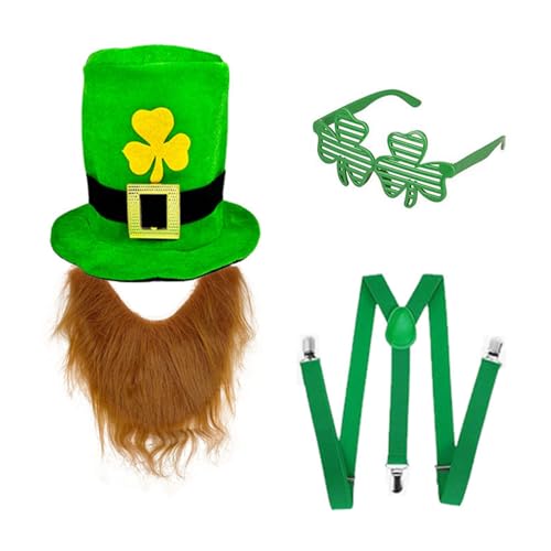 ZWTPGKRD Irish Green Hut und Bart Set mit Gürtel und Brille Kostüm Zubehör für Festival Feier und Paraden ZWTPGKRD Irish Green Hut und Bart Set mit Gürtel und Brille Kostüm Zubehör für Festival Feier und Paraden von ZWTPGKRD