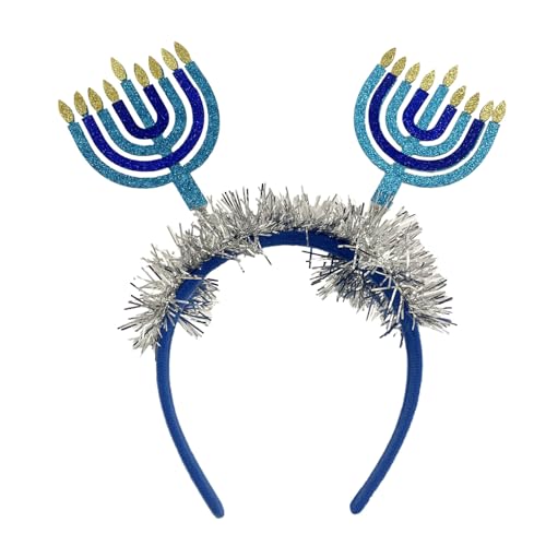 ZWTPGKRD Menorah-Haarband, Chanukka, Geschenk, dekorative Haardekoration, blaue Kopfbedeckung, Kopfbedeckung für Feiertagsdekorationen, Urlaubsdekorationen von ZWTPGKRD