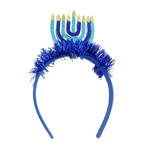 ZWTPGKRD Menorah-Haarband, Chanukka, Geschenk, dekorative Haardekoration, blaue Kopfbedeckung, Kopfbedeckung für Feiertagsdekorationen, Urlaubsdekorationen von ZWTPGKRD
