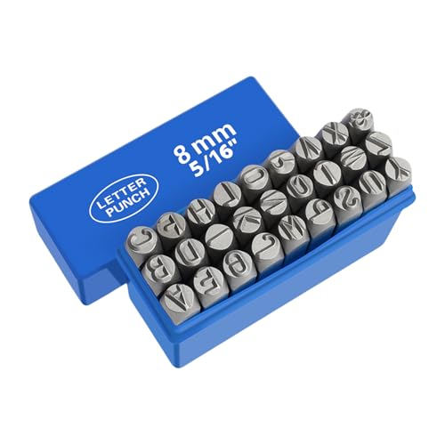ZWTPGKRD Metall-Stempel-Set, 3–8 mm, Buchstabenstempel-Set, Metallstempel-Set, Alphabete, Bastelstempel für Leder, Holz, 27 Stück von ZWTPGKRD