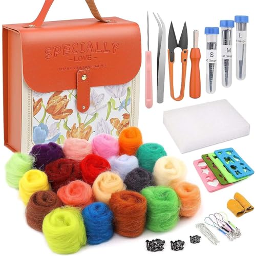 ZWTPGKRD Nadelfilz-Set für Erwachsene, Anfänger, Wollfilz-Werkzeug, handgefertigter Filz, Stoff-Zubehör-Sets für Anfänger, 20 Farben ZWTPGKRD Nadelfilz-Set für Erwachsene, Anfänger, Wollfilz-Werkzeug, handgefertigter Filz, Stoff-Zubehör-Sets für Anfänger, 20 Farben von ZWTPGKRD