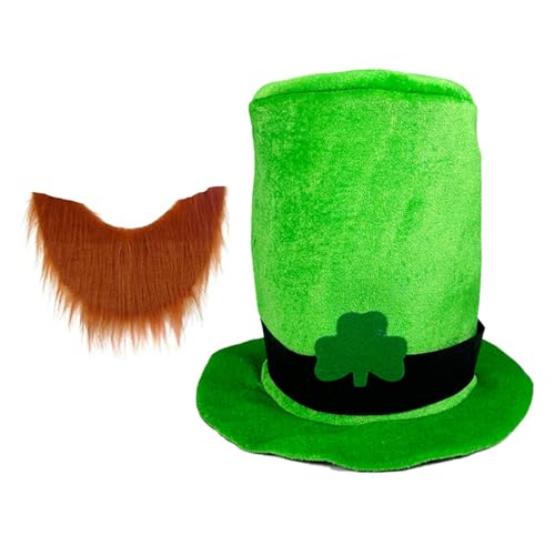 ZWTPGKRD Stabile farbige Materialien, Patricking Day-Kostüme, Mode-Accessoire mit traditionellem grünem Oberteil, Hut und Bart-Design von ZWTPGKRD
