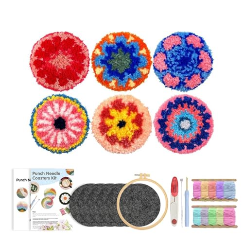 ZWTPGKRD Stanznadel-Bastelset für Erwachsene und Kinder, 6 Blumen-Untersetzer-Designs mit stabilem Rahmen und bunten Fadenstanzern, Nähen, Bastelpaket ZWTPGKRD Stanznadel-Bastelset für Erwachsene und Kinder, 6 Blumen-Untersetzer-Designs mit stabilem Rahmen und bunten Fadenstanzern, Nähen, Bastelpaket von ZWTPGKRD