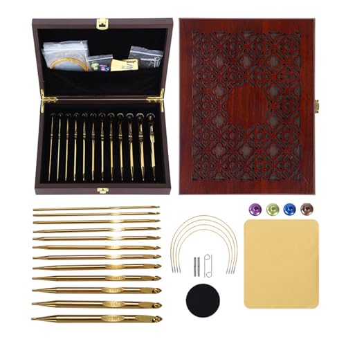 ZWTPGKRD Tunesisches Strickset Golden Beschichtet Stabile Designs Verschiedene Größen Häkelzubehör mit Aufbewahrungskoffer Tunesisches Häkelnadel-Set mit ergonomischem Griff ZWTPGKRD Tunesisches Strickset Golden Beschichtet Stabile Designs Verschiedene Größen Häkelzubehör mit Aufbewahrungskoffer Tunesisches Häkelnadel-Set mit ergonomischem Griff von ZWTPGKRD