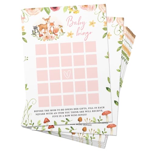 ZV Woodland Baby Shower Bingo Pink, vorgefüllt mit lustigen Babyparty-Spielaktivitäten, It's a Girls, 50 einzigartige Karten ZV Woodland Baby Shower Bingo Pink, vorgefüllt mit lustigen Babyparty-Spielaktivitäten, It's a Girls, 50 einzigartige Karten von ZWV