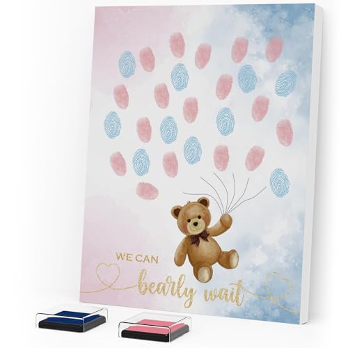 ZWV Gender Reveal Fingerabdruck Baum Bär Bär Thema Babyparty Gästebuch Dekoration Set Leinwand Gemälde Geschlecht Offenbarung Party Kreative Souvenirs ZWV Gender Reveal Fingerabdruck Baum Bär Bär Thema Babyparty Gästebuch Dekoration Set Leinwand Gemälde Geschlecht Offenbarung Party Kreative Souvenirs von ZWV