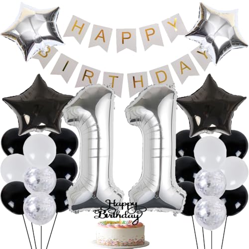 Luftballon 11. Geburtstag Party Deko Set - Tortendeko für Junge Mädchen, Happy Birthday Girlande, Konfetti, Latex Luftballons Luftballon 11. Geburtstag Party Deko Set - Tortendeko für Junge Mädchen, Happy Birthday Girlande, Konfetti, Latex Luftballons von ZWWsullo