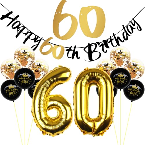 ZWWsullo Geburtstag Dekoration Schwarz Gold Set deko 60 geburtstag mann Geburtstagsdeko mit Happy Birthday Banner 60 Geburtstag Party Deko Schwarz Gold Deko 60 Geburtstag Deko Mann Frauen ZWWsullo Geburtstag Dekoration Schwarz Gold Set deko 60 geburtstag mann Geburtstagsdeko mit Happy Birthday Banner 60 Geburtstag Party Deko Schwarz Gold Deko 60 Geburtstag Deko Mann Frauen von ZWWsullo