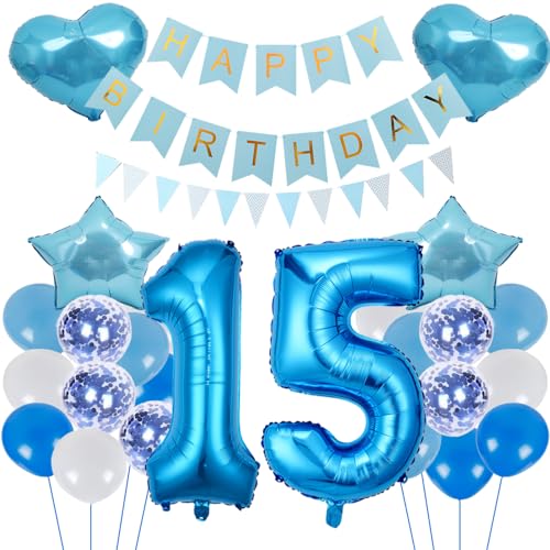 ZWWsullo Geburtstagsdeko Jungen Blau Zahl 15 Geburtstag Junge Mädchen Luftballon-Zahl Riesen Folienballon Geburtstagsdeko Junge 15 Geburtstag Dekoration 15 jahre Geburtstag Junge Dekoration set ZWWsullo Geburtstagsdeko Jungen Blau Zahl 15 Geburtstag Junge Mädchen Luftballon-Zahl Riesen Folienballon Geburtstagsdeko Junge 15 Geburtstag Dekoration 15 jahre Geburtstag Junge Dekoration set von ZWWsullo