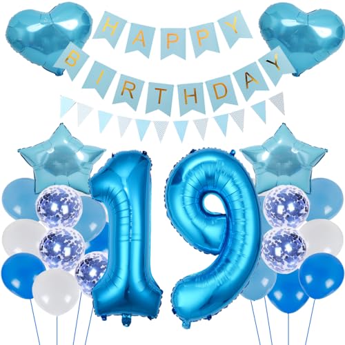 ZWWsullo Geburtstagsdeko Blau Zahl 19 für Jungen und Mädchen - Luftballon-Zahl Riesen Folienballon Dekoration Set ZWWsullo Geburtstagsdeko Blau Zahl 19 für Jungen und Mädchen - Luftballon-Zahl Riesen Folienballon Dekoration Set von ZWWsullo