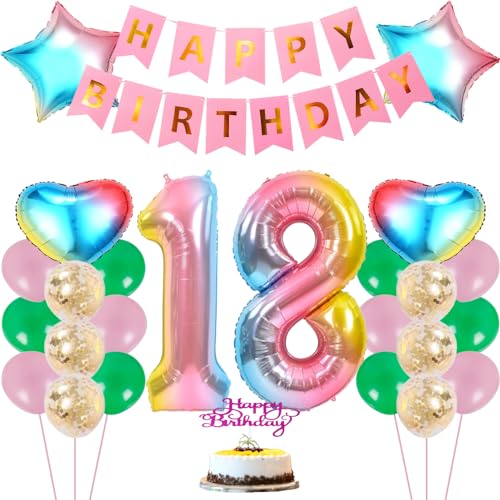 ZWWsullo Luftballon 18 Geburtstag Rosa geburtstag deko 18 jahre mädchen happy birthday 18 jahre mädchen deko 18 geburtstag mädchen Geburstag Deko Mädchen 18 Jahre Rosa Riesen Folienballon 18 Rosa von ZWWsullo