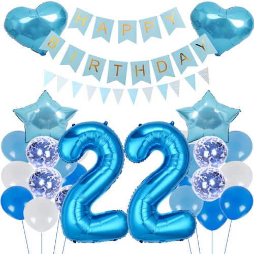 ZWWsullo Luftballon Geburtstagsdeko Jungen Blau Zahl 22 Geburtstag Mädchen Luftballon-Zahl Riesen Folienballon Geburtstagsdeko Junge Dekoration 22 jahre Geburtstag Junge Party Dekoration ZWWsullo Luftballon Geburtstagsdeko Jungen Blau Zahl 22 Geburtstag Mädchen Luftballon-Zahl Riesen Folienballon Geburtstagsdeko Junge Dekoration 22 jahre Geburtstag Junge Party Dekoration von ZWWsullo