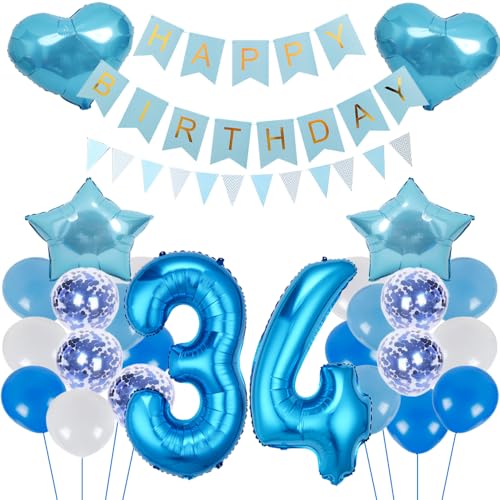ZWWsullo Luftballon Geburtstagsdeko Jungen Blau Zahl 34 Geburtstag Mädchen Luftballon-Zahl Riesen Folienballon Geburtstagsdeko Junge Dekoration 34 jahre Geburtstag Junge Party Dekoration ZWWsullo Luftballon Geburtstagsdeko Jungen Blau Zahl 34 Geburtstag Mädchen Luftballon-Zahl Riesen Folienballon Geburtstagsdeko Junge Dekoration 34 jahre Geburtstag Junge Party Dekoration von ZWWsullo