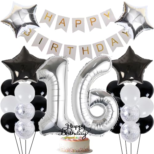 ZWWsullo Luftballon Happy Birthday Banner Tortendeko 16. Geburtstag Junge Mädchen Party Deko ZWWsullo Luftballon Happy Birthday Banner Tortendeko 16. Geburtstag Junge Mädchen Party Deko von ZWWsullo