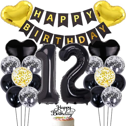 ZWWsullo Luftballon zum 12 Geburtstag zum 12 Geburtstag Mädchen Junge Party Deko 12 Schwarz 12 Geburtstag Dekoration Geburtstag Junge Tortendeko Luftballon 12 Geburtstag Dekoration ZWWsullo Luftballon zum 12 Geburtstag zum 12 Geburtstag Mädchen Junge Party Deko 12 Schwarz 12 Geburtstag Dekoration Geburtstag Junge Tortendeko Luftballon 12 Geburtstag Dekoration von ZWWsullo