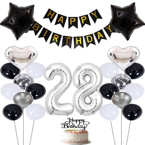 ZWWsullo Luftballons 28 Geburtstag Dekoration Mädchen silber Luftballon 28 Jahre Party Dekoration Ballons Junge Geburtstagsdeko Ballon Geburtstag Mädchen Junge Silber Jahre Party Deko ZWWsullo Luftballons 28 Geburtstag Dekoration Mädchen silber Luftballon 28 Jahre Party Dekoration Ballons Junge Geburtstagsdeko Ballon Geburtstag Mädchen Junge Silber Jahre Party Deko von ZWWsullo