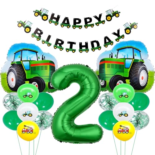 ZWWsullo Traktor Geburtstag Geko 2 Jahre geschenke zum 2. geburtstag junge geburtstag 2 jahre junge luftballons 2 jahre Luftballon Traktor Deko kindergeburtstag traktor geburtstag deko 2 jahre von ZWWsullo