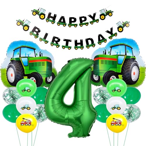 ZWWsullo Traktor Geburtstag Geko 4 Jahre geschenke zum 4 geburtstag junge geburtstag 4 jahre junge luftballons 4 jahre Luftballon Traktor Deko kindergeburtstag traktor geburtstag deko 4 jahre von ZWWsullo