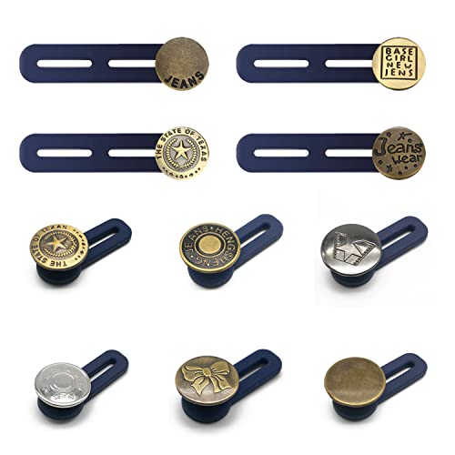 10-teiliges Hosenknopf-Extender-Set, elastischer Knopfverlängerer, verstellbarer Jeansknopf, abnehmbarer Metallknopf, kann für Jeans, Kleider, Hosen verwendet werden von ZWZNBL