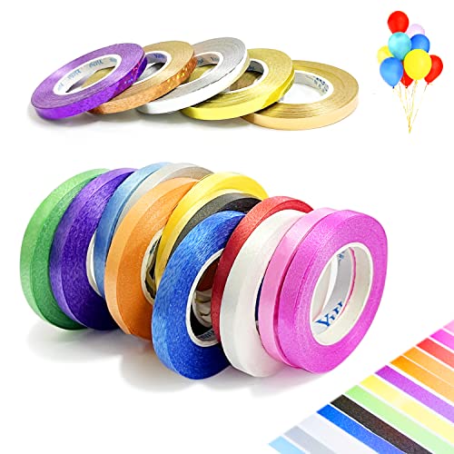 Ballon-Bänder für dekorative Accessoires wie Basteln, Geschenkverpackungen, Floristenschleifen, Hochzeitsbänder oder Geburtstagspartys, 10 m / Rolle (verschiedene Farben), 18 Rollen von ZWZNBL