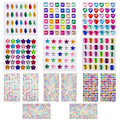 2131 Pack Selbstklebende Strass-Sticker, Crystal Gems Craft Sticker, Schmuck-Strass-Sticker für DIY Craft Dekoration, Nail Art, Körper, Make-up von ZWZNBL