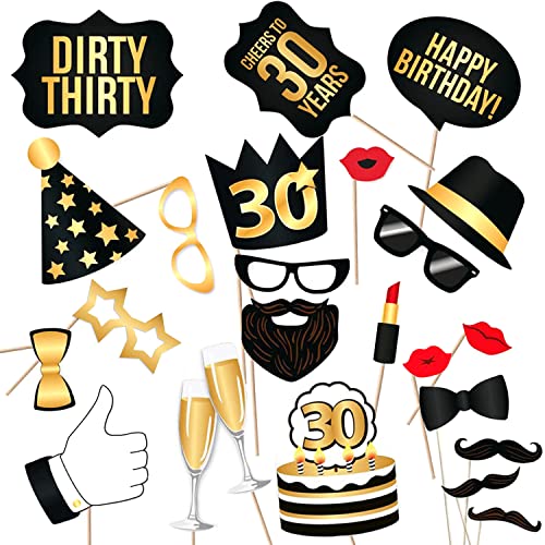 24 lustige Foto-Requisiten, 30 Jahre altes Party-Fotozubehör. Selfie-Requisiten, Geburtstagszubehör, Fotokabinen-Requisiten für Themenpartys, Geburtstagsdekorationen, Hochzeitsrequisiten 24 lustige Foto-Requisiten, 30 Jahre altes Party-Fotozubehör. Selfie-Requisiten, Geburtstagszubehör, Fotokabinen-Requisiten für Themenpartys, Geburtstagsdekorationen, Hochzeitsrequisiten von ZWZNBL