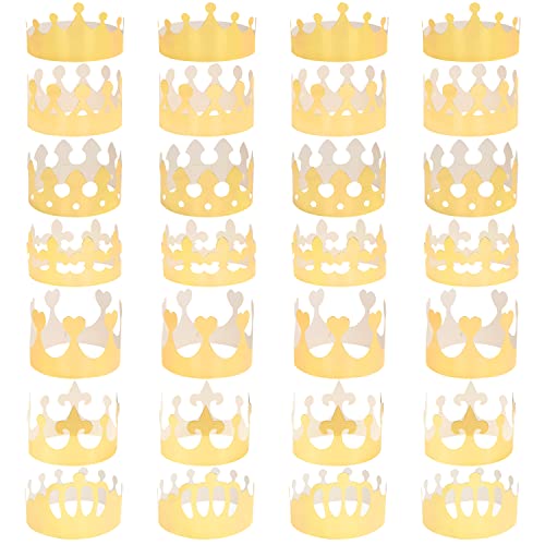 ZWZNBL 28 Stück 7 Arten Goldkronen-Geburtstagsfeier-Hüte, verstellbare Universal-Königskronen-Feier-Dekorationshüte für erwachsene Kinder für Event-Feiern, Geburtstags- und Jubiläumsfeiern usw. von ZWZNBL