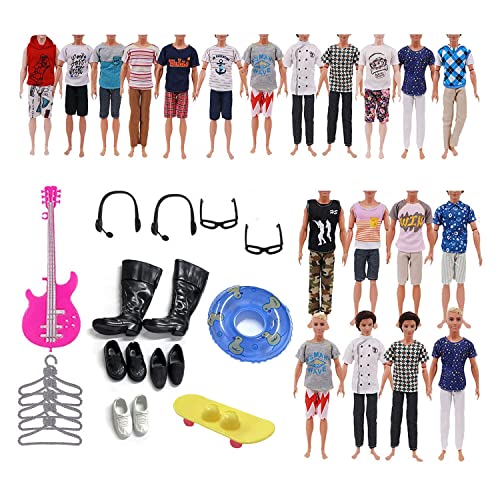30 Stück Kleidung und Zubehör für Puppen, Jungen, Kleidung, Schwimmring, Gitarre, Skateboard, Brille, Kopfhörer für Puppe, Jungen, 12 Zoll 30 Stück Kleidung und Zubehör für Puppen, Jungen, Kleidung, Schwimmring, Gitarre, Skateboard, Brille, Kopfhörer für Puppe, Jungen, 12 Zoll von ZWZNBL