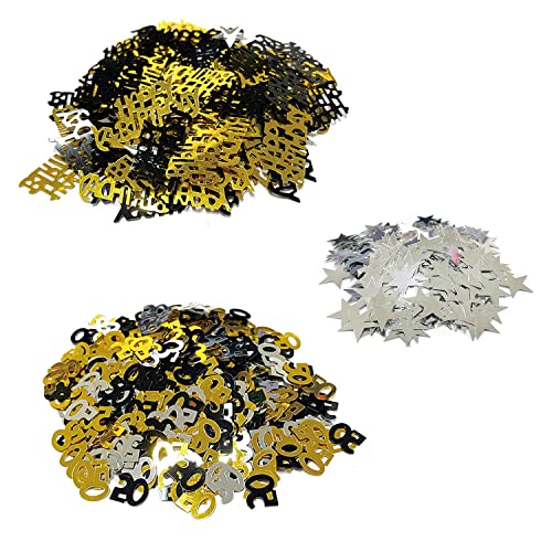 65 g Konfetti 50. Geburtstag, inkl. 1200 Stück Gold, Silber, Schwarz, 50. Pailletten, 15 g, Silberstern, Konfetti, 20 g, Schwarz, Gold, Happy Birthday Geburtstag, Jahrestag, Party, Tischdekoration 65 g Konfetti 50. Geburtstag, inkl. 1200 Stück Gold, Silber, Schwarz, 50. Pailletten, 15 g, Silberstern, Konfetti, 20 g, Schwarz, Gold, Happy Birthday Geburtstag, Jahrestag, Party, Tischdekoration von ZWZNBL
