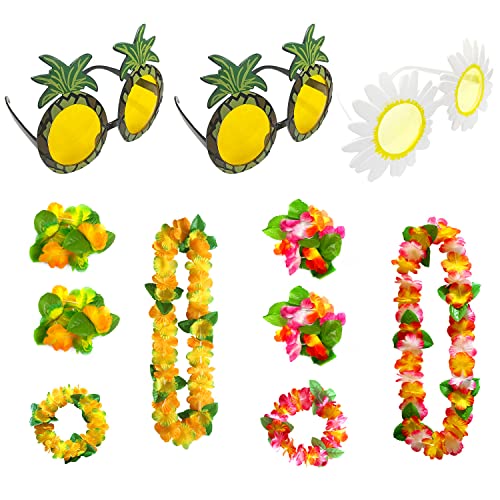 ZWZNBL 11-teiliges Hawaii-Kranz-Set, Hawaii-Kranz, Halskette, Armband und Stirnband, Hawaii-Brille, tropisches Party-Deko-Set für Themenparty, Strandparty und Hawaii-Party usw. ZWZNBL 11-teiliges Hawaii-Kranz-Set, Hawaii-Kranz, Halskette, Armband und Stirnband, Hawaii-Brille, tropisches Party-Deko-Set für Themenparty, Strandparty und Hawaii-Party usw. von ZWZNBL