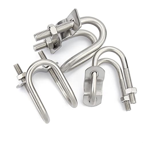 5 STÜCKE 304 Edelstahl Doppel-U-Klemme, U-Schraube Kreuzklemme, U-Bolzen Spezial-Rohrschnalle for Metallgegenstände Befestigung M6 M8(M8*20 * 63) von ZXCFGH