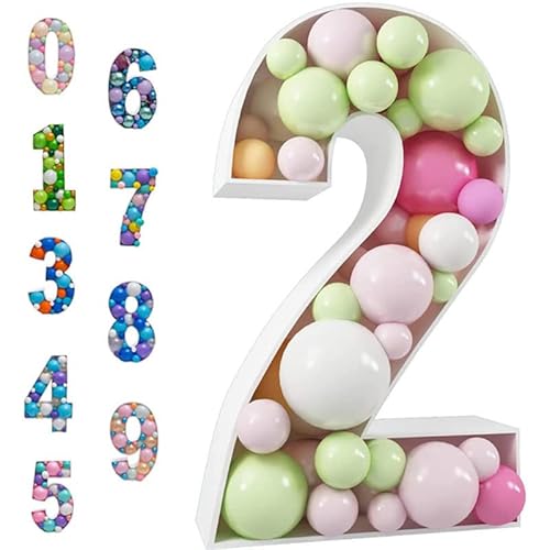 Zahlenständer, Mosaik-Ballonrahmen, 71 cm, Zahl 0–9, Festzelt-Zahlen, vorgeschnittener Ballon-Zahlenrahmen, Geburtstagsfiguren-Ballon-Füllbox für Geburtstag, Jahrestag, Hintergrunddekoration von ZXCVWWE