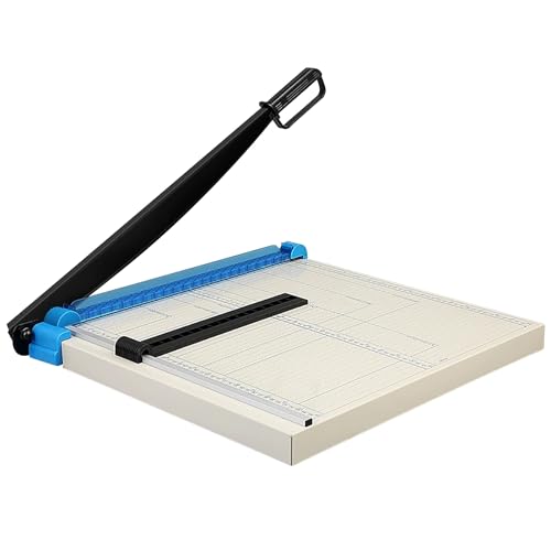 Papierschneider mit Metallbasis, Hebel-Schneidemaschine mit Erweiterter Arbeitsfläche, Sicherheitsgriff und Rutschfesten Füßen, für Papier, Fotos, Karton von ZXDRYBHD