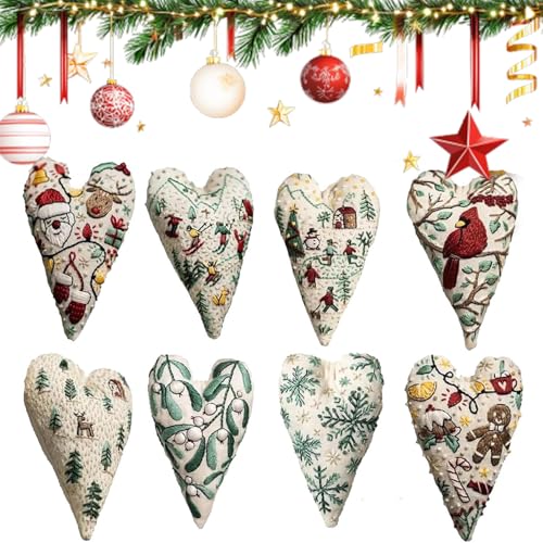 2026 neue Sticksets for Weihnachtsornamente, einzigartige kreative Geschenksets for die Baumdekoration, handgesticktes Baumschmuck-Hängeornament, Kreuzstichset mit Nadeln(8 Pcs) von ZXDZSW