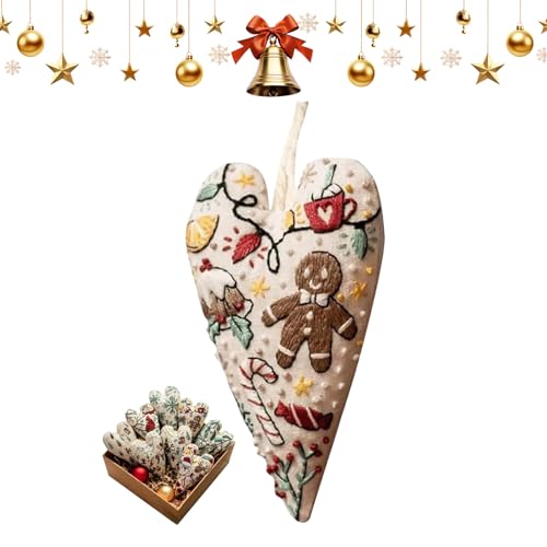DIY Herzförmiges handgesticktes Weihnachtsornament/Ornament-Set, einzigartige kreative Geschenksets, DIY-Herzstickerei, Weihnachtsdekoration(04) von ZXDZSW