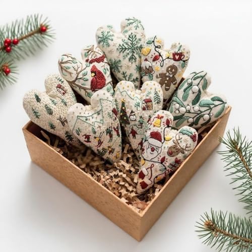DIY Herzförmiges handgesticktes Weihnachtsornament-Set, for handgemachte Baumdekoration, Winterdekoration, Weihnachtsstickerei-Set, Winterdekoration(DIY material) von ZXDZSW