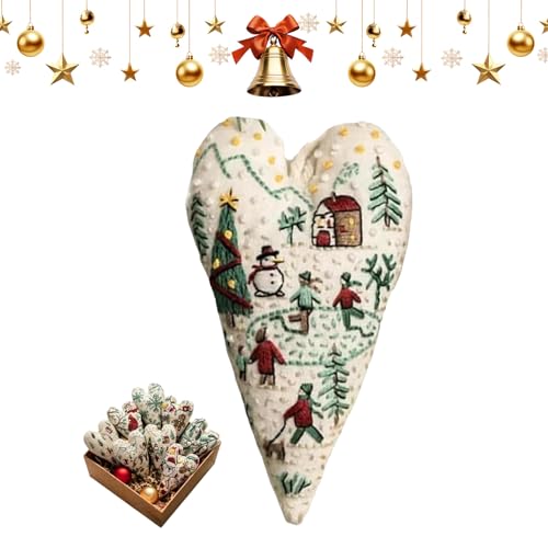 DIY-Set for handgestickte Weihnachtsornamente in Herzform mit festlichen Mustern, anfängerfreundliches Stickset for Baumschmuck, Winterdekoration(#A) von ZXDZSW