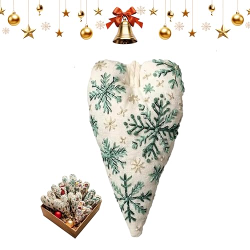 DIY-Set for handgestickte Weihnachtsornamente in Herzform mit festlichen Mustern, anfängerfreundliches Stickset for Baumschmuck, Winterdekoration(#B) von ZXDZSW