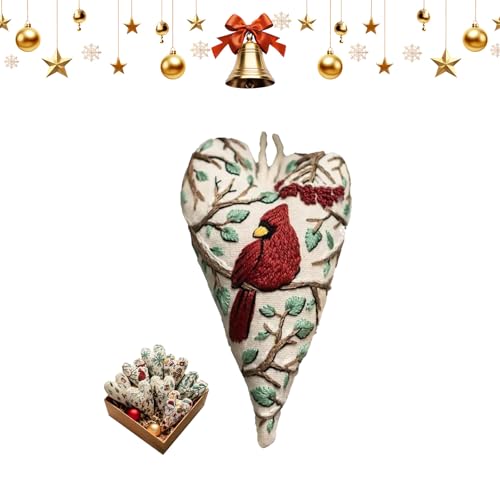 DIY-Set for handgestickte Weihnachtsornamente in Herzform mit festlichen Mustern, anfängerfreundliches Stickset for Baumschmuck, Winterdekoration(#H) von ZXDZSW