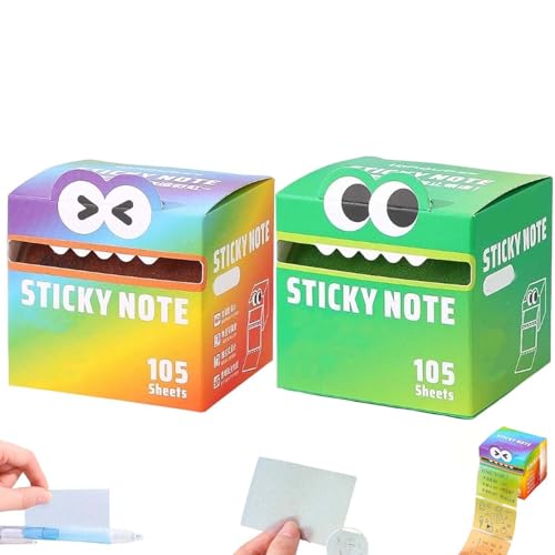 Niedliche Haftnotiz mit Monstermuster, lustiges, ausgefallenes Büro- und Schulmaterial, mehrere entzückende, transparente Etiketten in Regenbogenfarben mit Tiermotiven, Mehrzweck-Haftnotiz(2pcs-a) von ZXDZSW