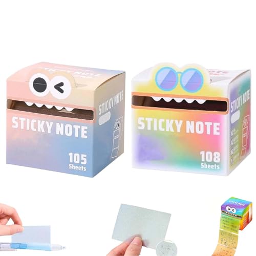 Niedliche Haftnotiz mit Monstermuster, lustiges, ausgefallenes Büro- und Schulmaterial, mehrere entzückende, transparente Etiketten in Regenbogenfarben mit Tiermotiven, Mehrzweck-Haftnotiz(2pcs-c) von ZXDZSW
