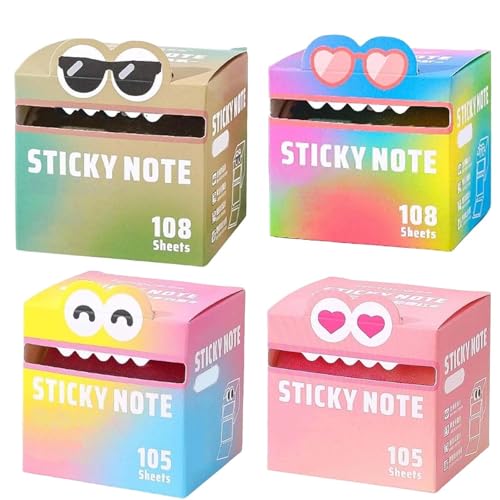 Niedliche Haftnotiz mit Monstermuster, lustiges, ausgefallenes Büro- und Schulmaterial, mehrere entzückende, transparente Etiketten in Regenbogenfarben mit Tiermotiven, Mehrzweck-Haftnotiz(4pcs-a) von ZXDZSW