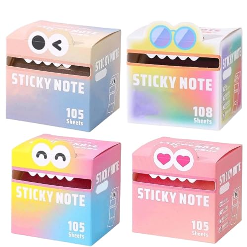 Niedliche Haftnotiz mit Monstermuster, lustiges, ausgefallenes Büro- und Schulmaterial, mehrere entzückende, transparente Etiketten in Regenbogenfarben mit Tiermotiven, Mehrzweck-Haftnotiz(4pcs-b) von ZXDZSW