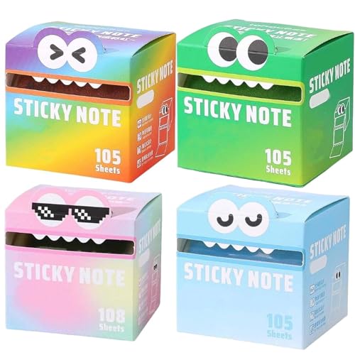Niedliche Haftnotiz mit Monstermuster, lustiges, ausgefallenes Büro- und Schulmaterial, mehrere entzückende, transparente Etiketten in Regenbogenfarben mit Tiermotiven, Mehrzweck-Haftnotiz(4pcs-d) von ZXDZSW