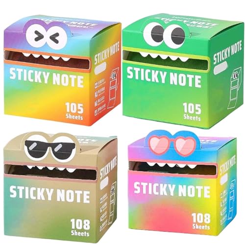 Niedliche Haftnotiz mit Monstermuster, lustiges, ausgefallenes Büro- und Schulmaterial, mehrere entzückende, transparente Etiketten in Regenbogenfarben mit Tiermotiven, Mehrzweck-Haftnotiz(4pcs-e) von ZXDZSW