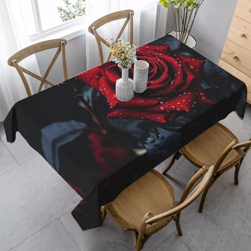 ZXERTG Rechteckige Tischdecke mit roten Rosen und schwarzen Blättern, weiches Pfirsichleder, für Thanksgiving, Weihnachten und Party-Dekoration ZXERTG Rechteckige Tischdecke mit roten Rosen und schwarzen Blättern, weiches Pfirsichleder, für Thanksgiving, Weihnachten und Party-Dekoration von ZXERTG